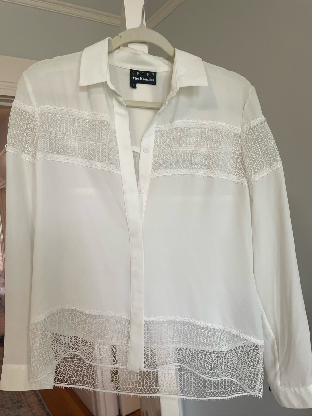 The Kooples White Lace-Panel Button Front Shirt